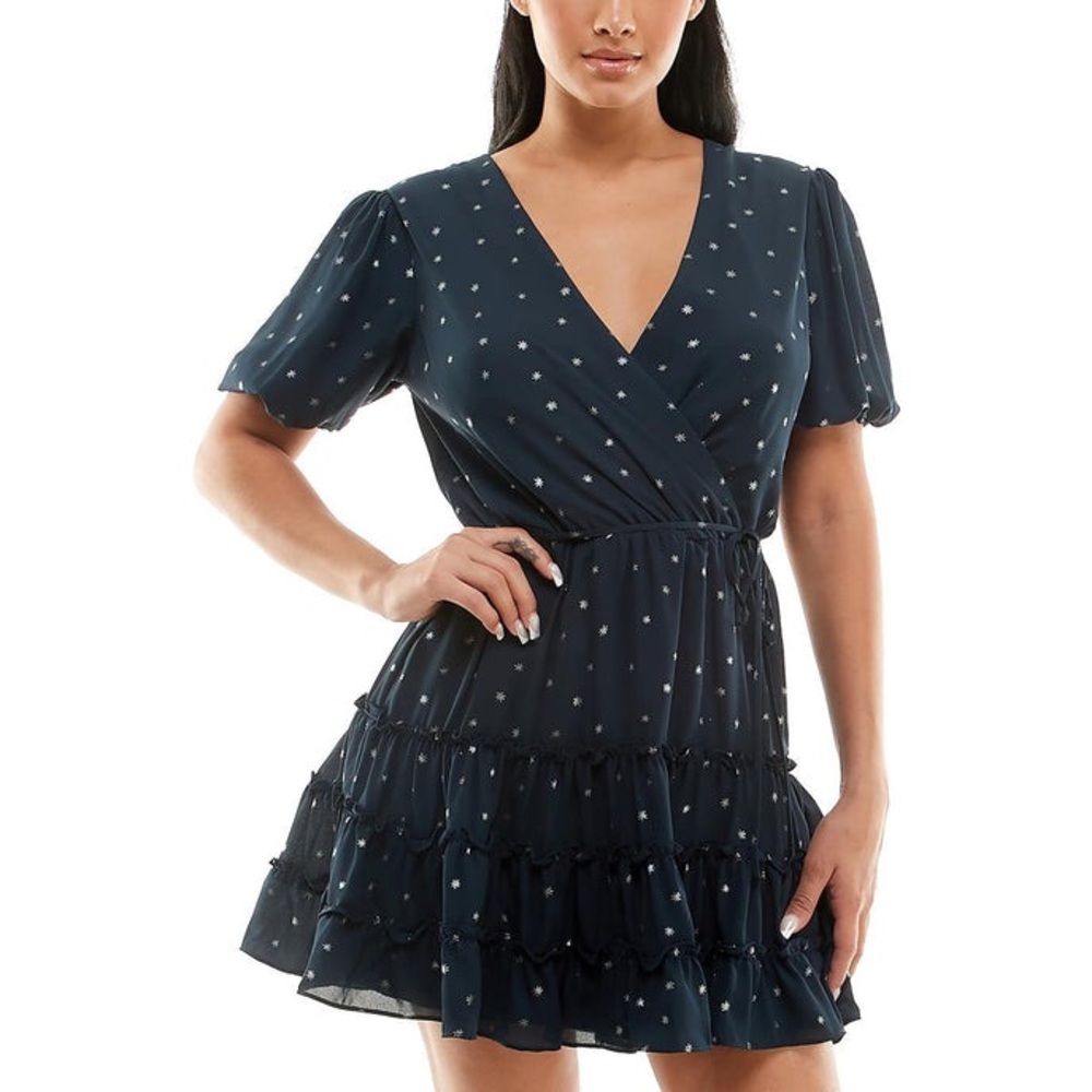 B Darlin Blue Ruffled Smocked Mini Dress